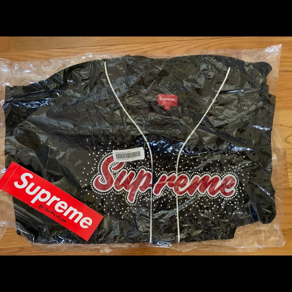 Supreme rhinestone baseball jersey